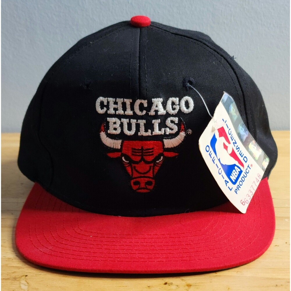 Vintage Chicago Bulls 90s Hat Snapback Cap AJD Black Red Basketball Jordan
